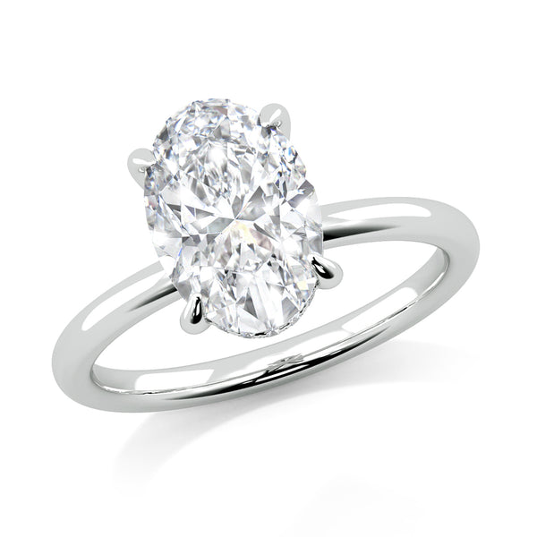2.08ct Lab Grown Oval-Cut Diamond with Hidden Halo Engagement Ring