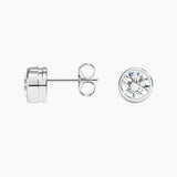 Certified 14 Karat Gold Round Bezel Set Lab Grown Diamond Stud Earrings