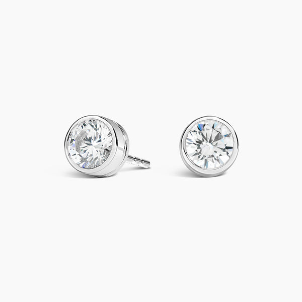 Round Bezel Set Lab Grown Diamond Stud Earrings