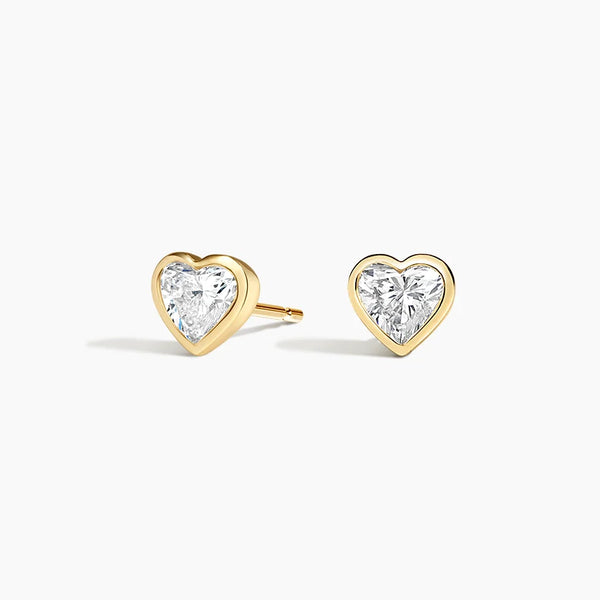 Lab Grown Heart Shape Diamond Stud Earrings