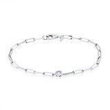 One-Stone Lab Grown Bezel Paperclip Bracelet