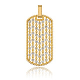 Mens Floating Diamond & Ball Dog Tag Roped Edge Necklace