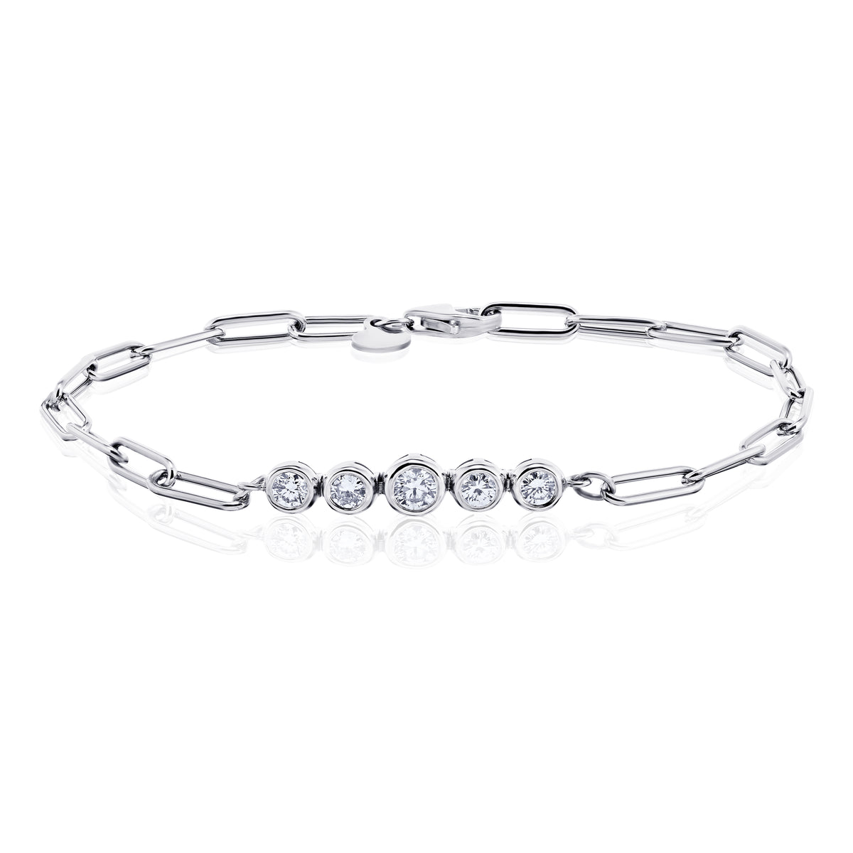 Five-Stone Graduated Bezel PaperClip Bracelet