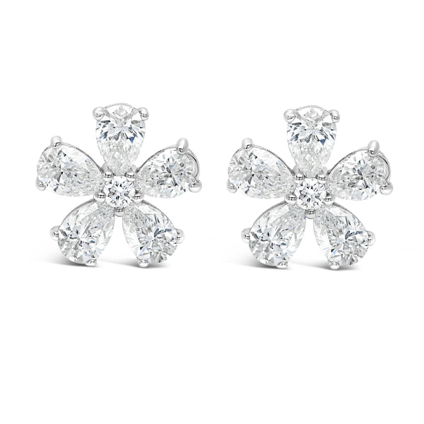 Seven Stone Flower Studs