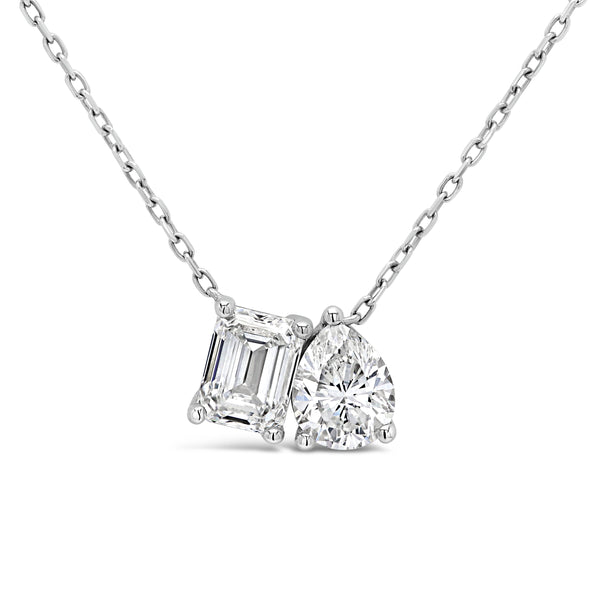 Emerald and Pear Shape Toi Et Moi Pendant