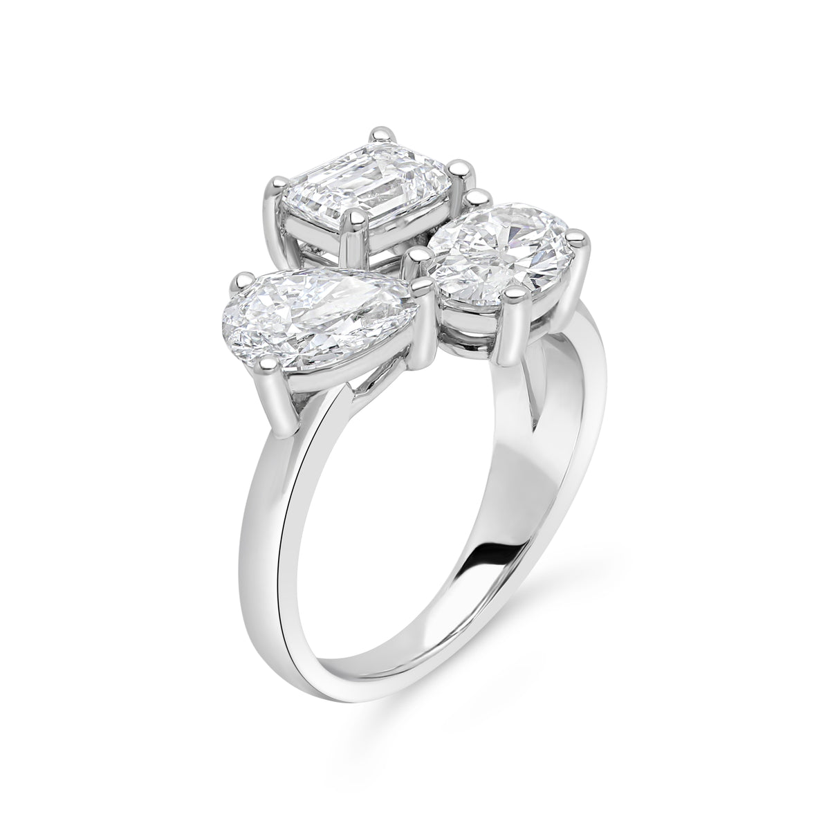 Oval, Pear and Emerald Toi et Moi Ring