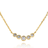 Graduated Five Stone Diamond Bezel Pendant Necklace