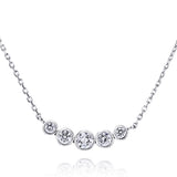 Graduated Five Stone Diamond Bezel Pendant Necklace