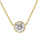 Certified 14 Karat Gold Lab Grown Diamond Bezel Pendant Necklace