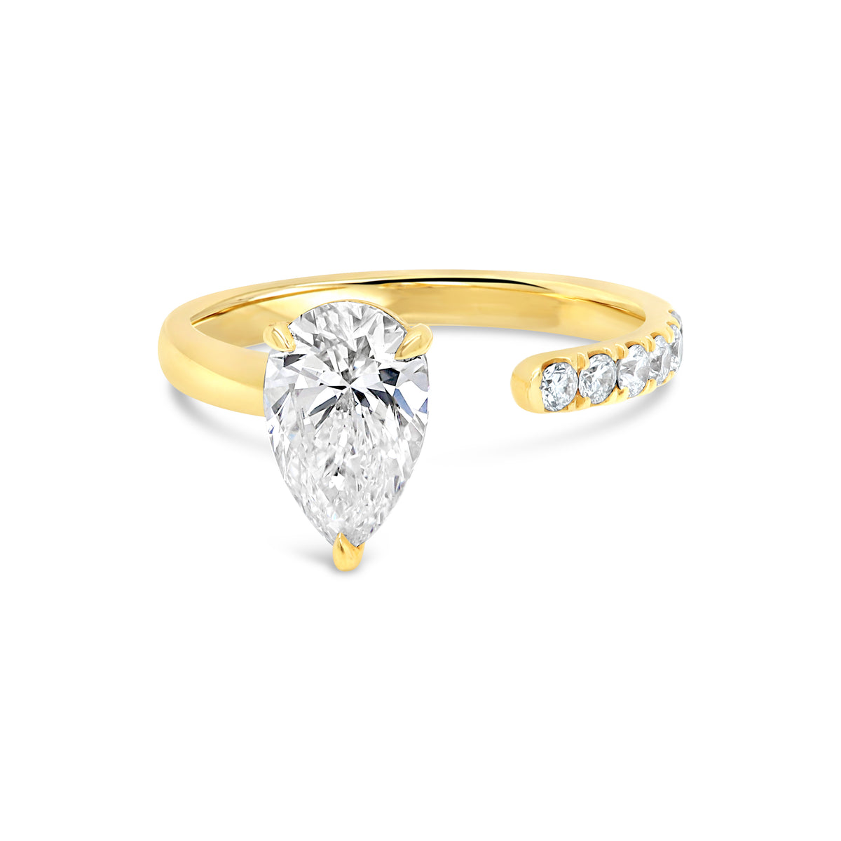 Open Pear Shape Pave Band Toi et Moi Ring