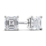 Certified 14 Karat Gold Lab Grown Asscher-Cut Diamond Stud Earrings