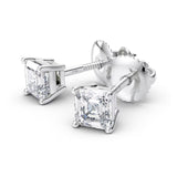 Certified 14 Karat Gold Lab Grown Asscher-Cut Diamond Stud Earrings