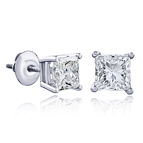 Princess-Cut Lab Grown Diamond Stud Earrings