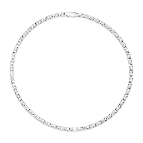 Diamond Station Tennis Necklace (Made in Italy)