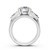 3.50ct IGI CERTIFIED Lab Grown Round-Cut Diamond with Tapered Baguettes Engagement Ring