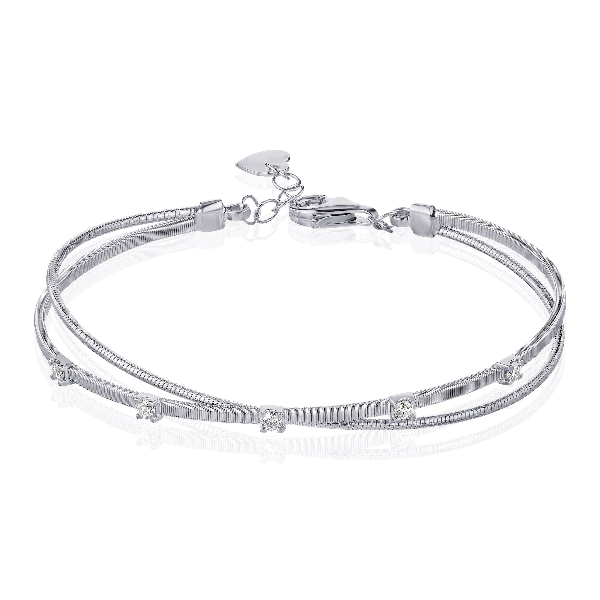 Two Row X Wire Bangle Bracelet - The Diamond Channel
