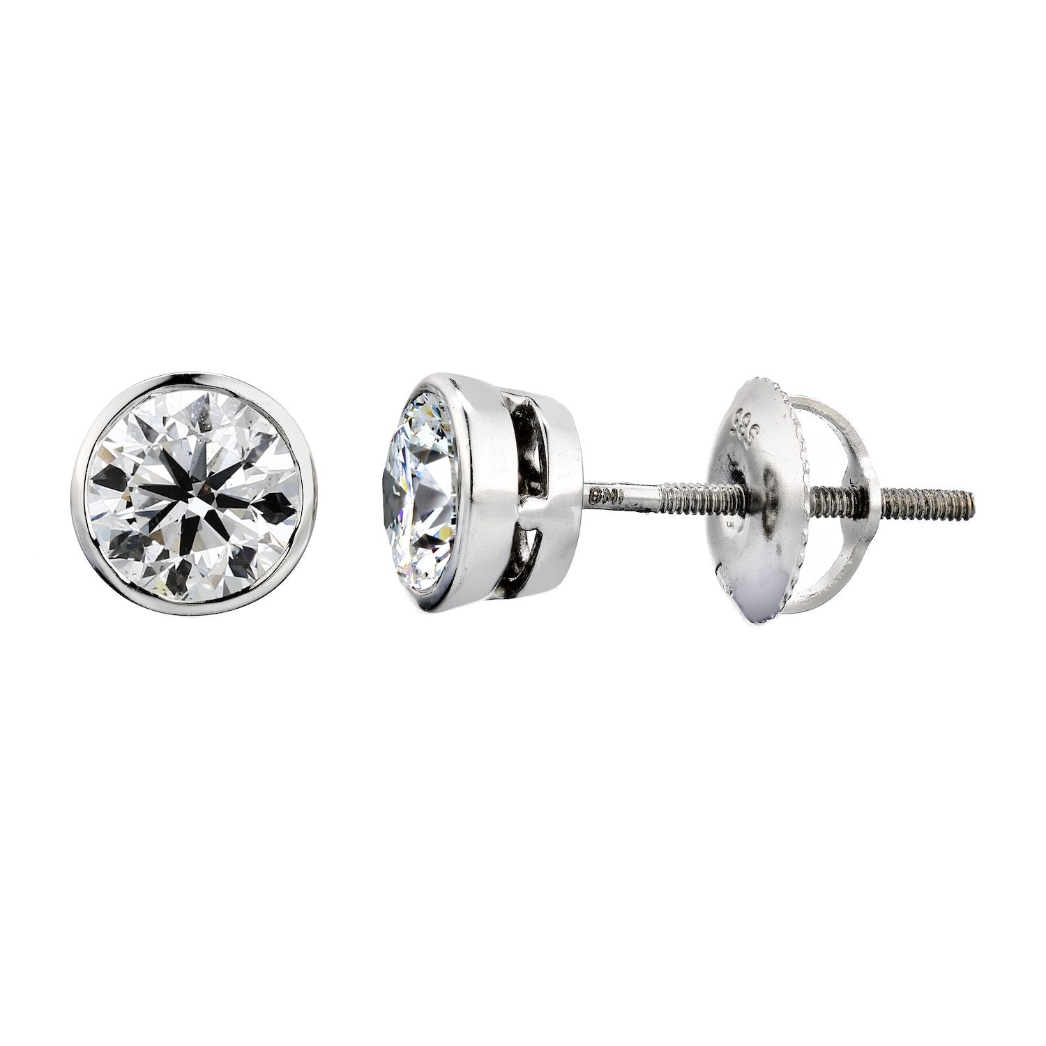 Bezel Set Diamond Stud Earrings - The Diamond Channel