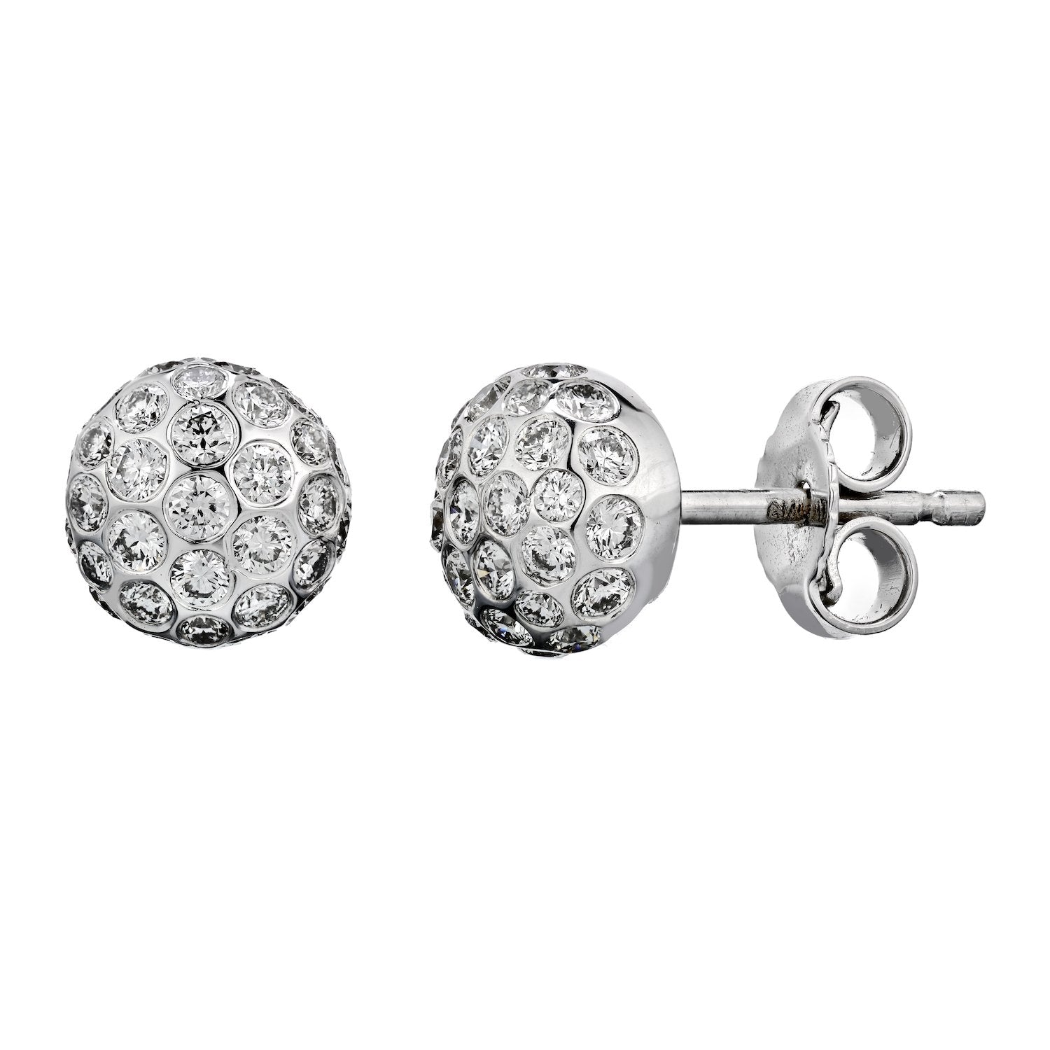 Diamond Ball Stud Earrings with Friction Post and Backs - The Diamond Channel