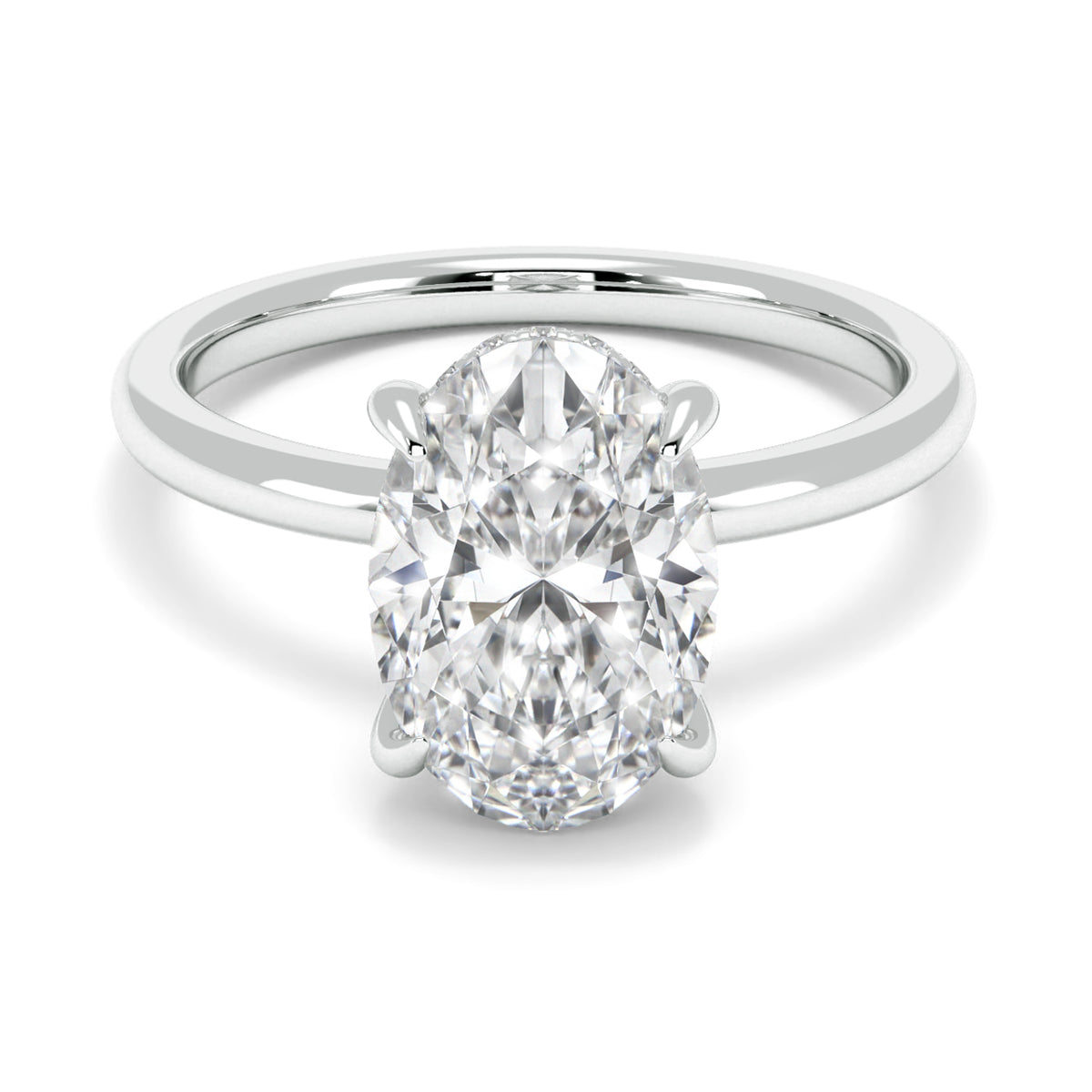 2.08ct Lab Grown Oval-Cut Diamond with Hidden Halo Engagement Ring