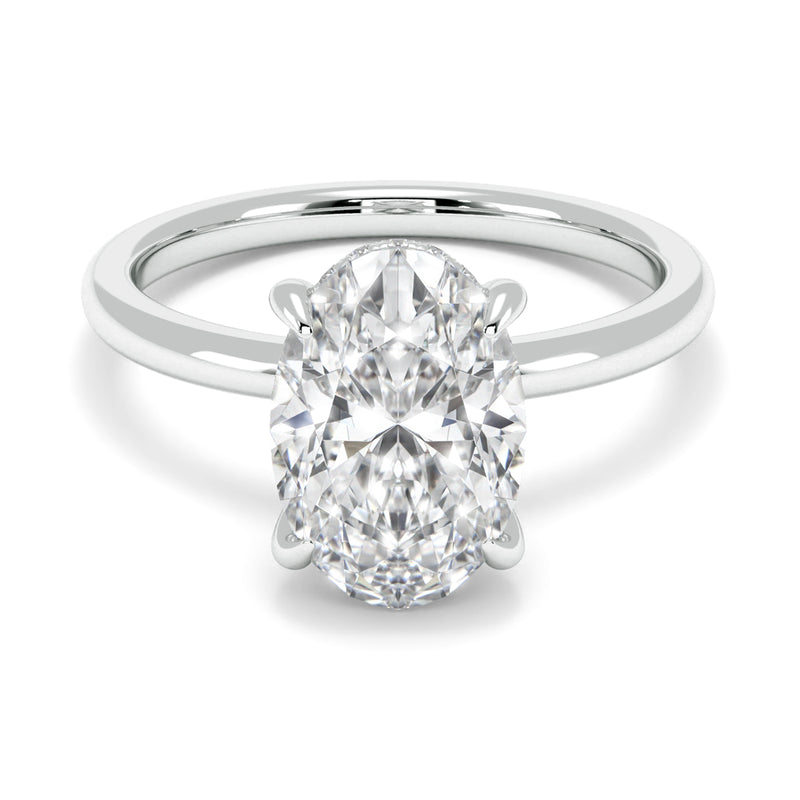 2.08ct Lab Grown Oval-Cut Diamond with Hidden Halo Engagement Ring