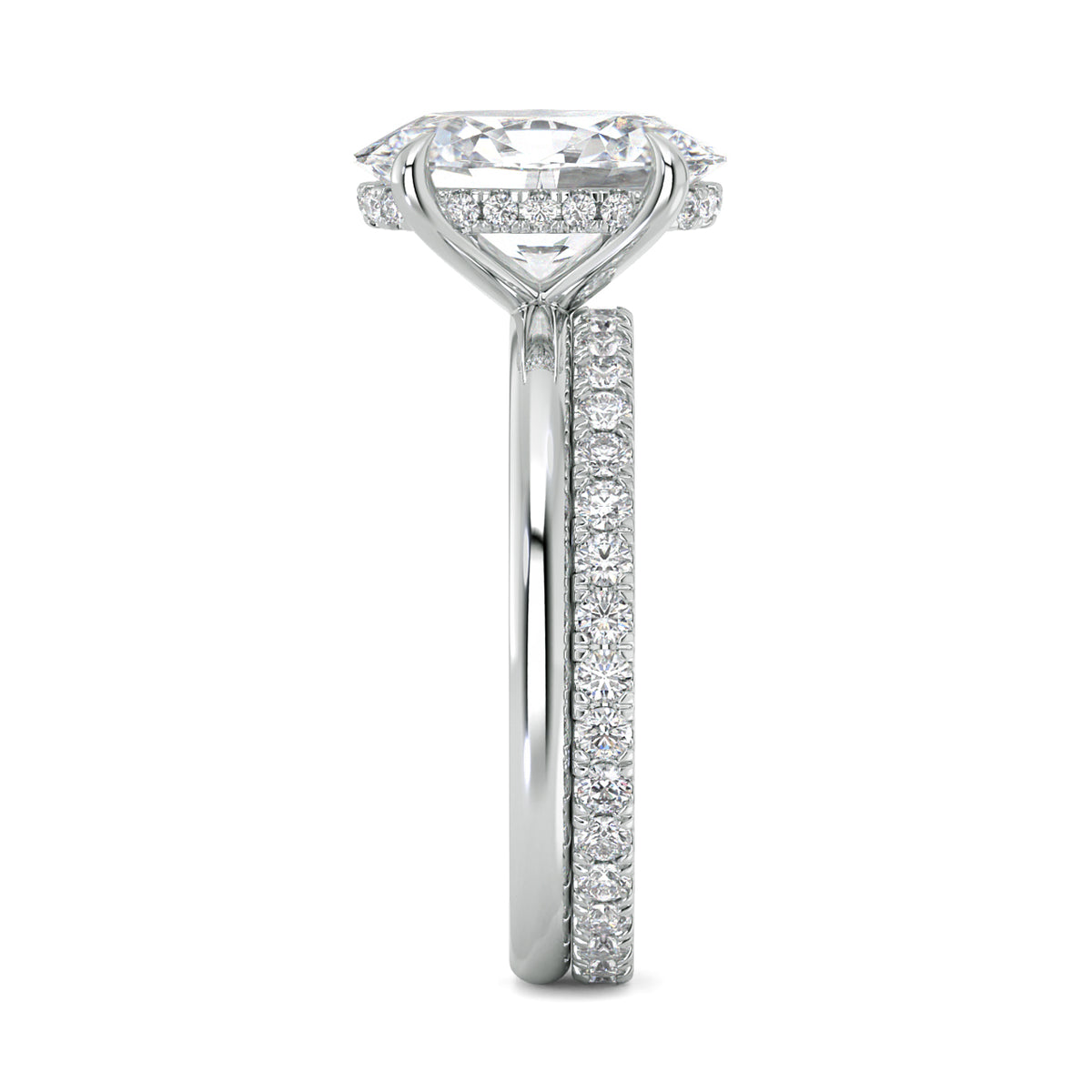 2.08ct Lab Grown Oval-Cut Diamond with Hidden Halo Engagement Ring