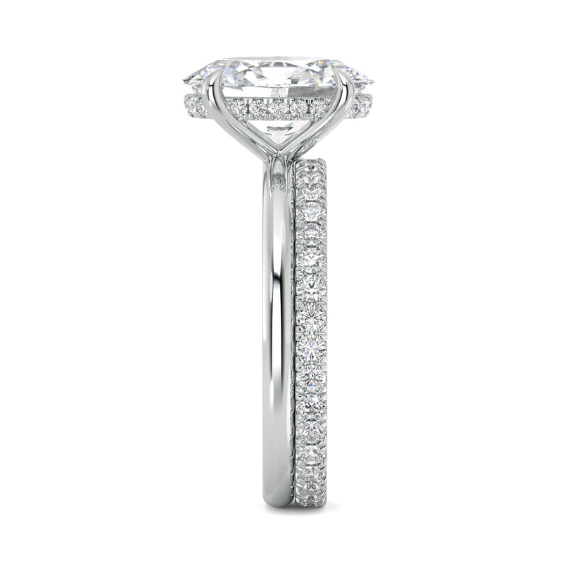 2.08ct Lab Grown Oval-Cut Diamond with Hidden Halo Engagement Ring