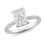 2.37ct IGI CERTIFIED Lab Grown Radiant-Cut Diamond with Pave Diamond Band Engagement Ring