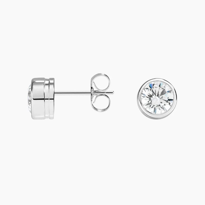 Round Bezel Set Lab Grown Diamond Stud Earrings