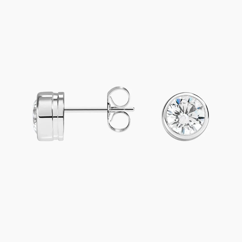 Round Bezel Set Lab Grown Diamond Stud Earrings