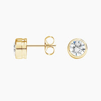 Round Bezel Set Lab Grown Diamond Stud Earrings