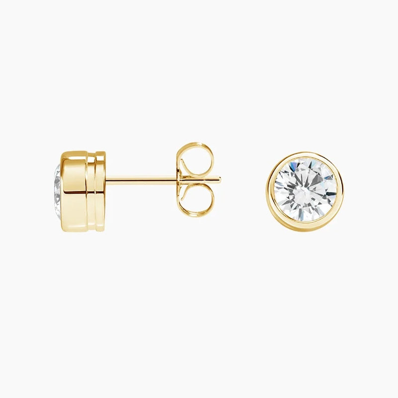 Round Bezel Set Lab Grown Diamond Stud Earrings
