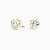 Certified14 Karat Yellow Gold Round Bezel Set Lab Grown Diamond Stud Earrings (starting at 0.50 carat )