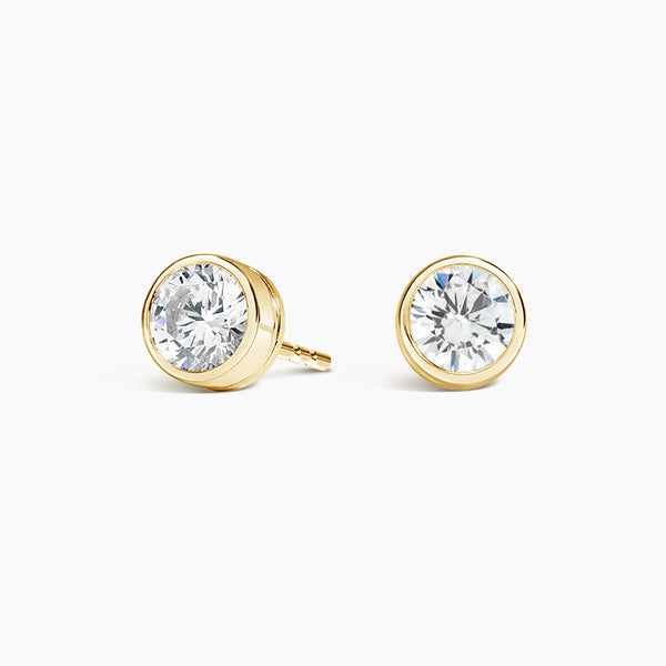 Round Bezel Set Lab Grown Diamond Stud Earrings