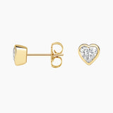 Certified 14 Karat Yellow Gold Lab Grown Heart Shape Diamond Stud Earrings ( starting at 1/2 carat )