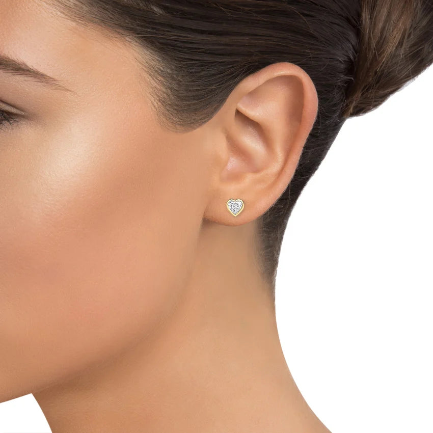 Lab Grown Heart Shape Diamond Stud Earrings