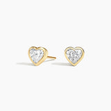 Certified 14 Karat Yellow Gold Lab Grown Heart Shape Diamond Stud Earrings ( starting at 1/2 carat )