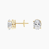 Certified 14 Karat Yellow Gold Lab Grown Oval Shape Diamond Stud Earrings ( starting at 1/2 carat )