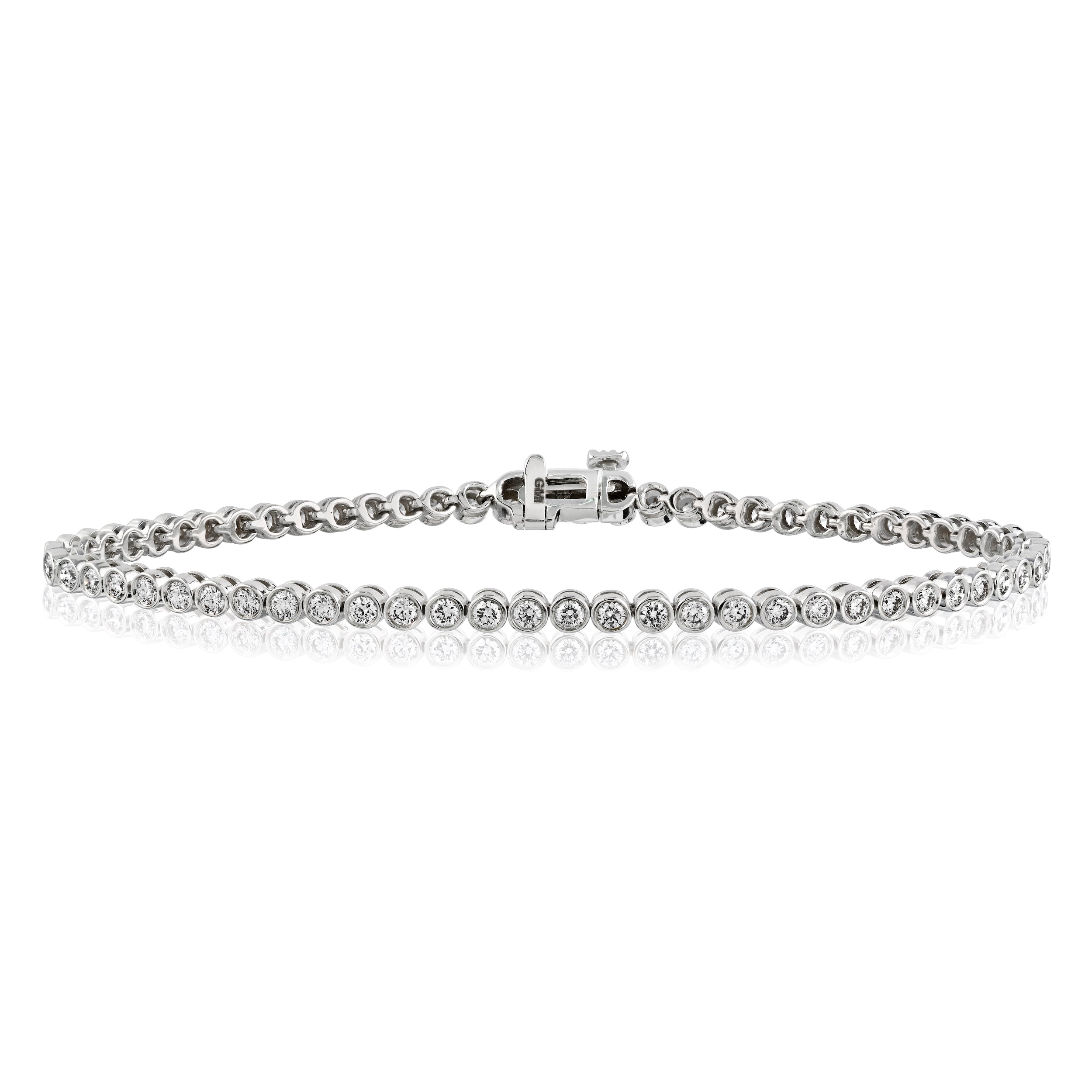 Bezel Set Natural Diamond Diamond Tennis Bracelet