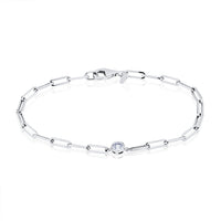 One-Stone Lab Grown Bezel Paperclip Bracelet