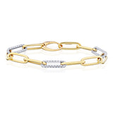 Three-Diamond Link PaperClip Bracelet