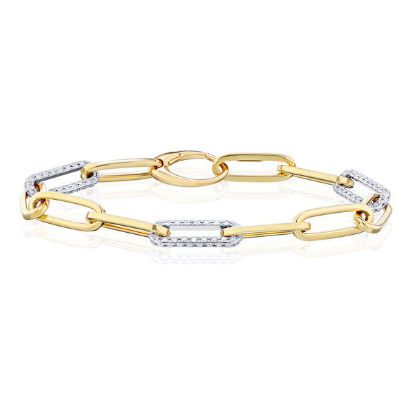 Three-Diamond Link PaperClip Bracelet
