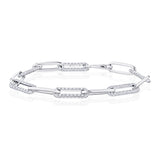 Six-Diamond Link PaperClip Bracelet