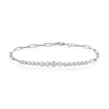 Fifteen-Stone Graduated Bezel PaperClip Bracelet