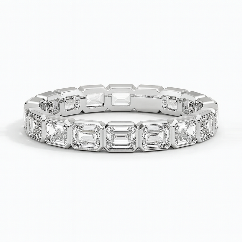 Emerald East West Bezel Eternity Lab Diamond Ring