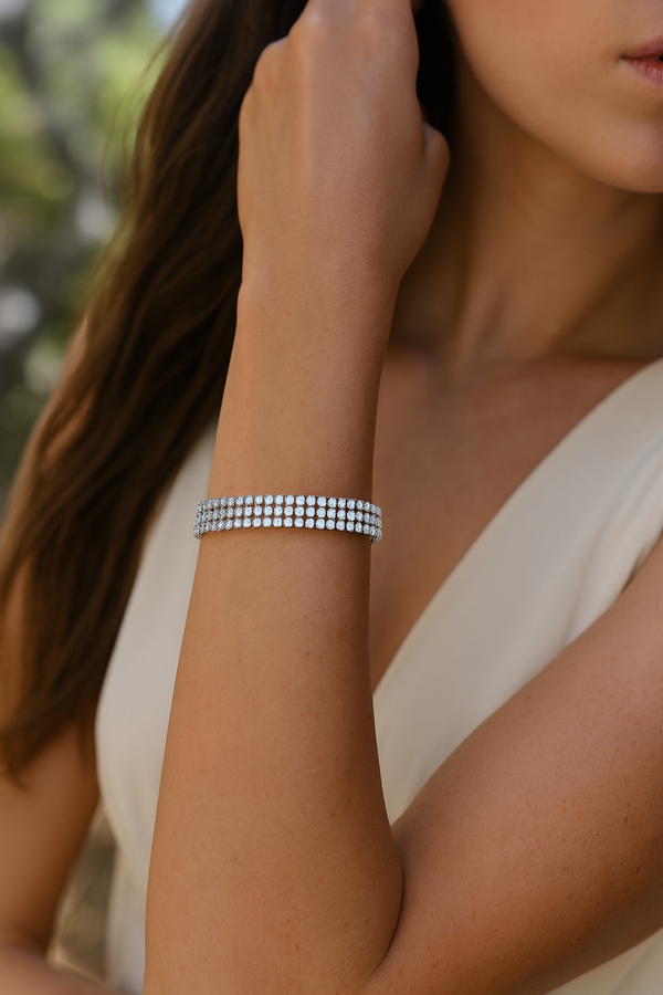 Three Row Diamond Tennis Bracelet
