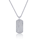 Mens Floating Diamond Dog Tag Smooth Edge Necklace WITH CHAIN