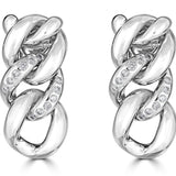 Cuban Chain Earrings, 18 Karat White Gold