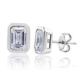 Certified 14 Karat White Gold Lab Grown Emerald-Cut Diamond Stud Earrings ( starting at 1.00 carat )