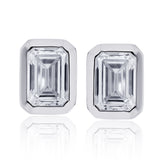 Certified 14 Karat White Gold Lab Grown Emerald-Cut Diamond Stud Earrings ( starting at 1.00 carat )