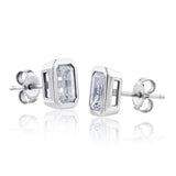 Certified 14 Karat White Gold Lab Grown Emerald-Cut Diamond Stud Earrings ( starting at 1.00 carat )